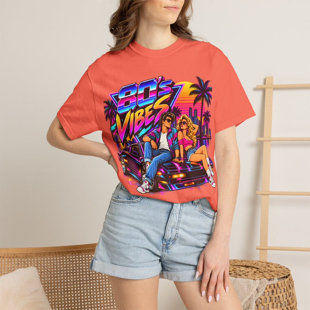 80s Vibes retro car scene T-shirt | neon palm sunset