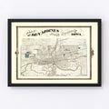 Vintage Map of Des Moines, Iowa 1875