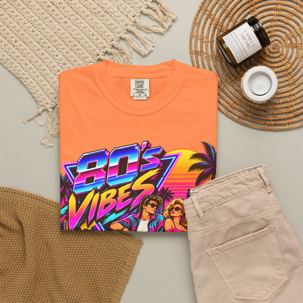 80s Vibes retro car scene T-shirt | neon palm sunset