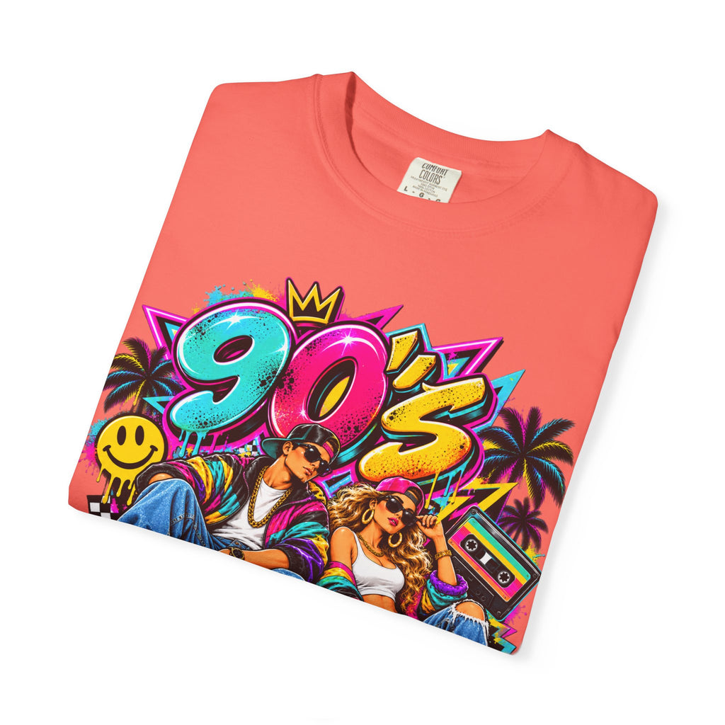 90s Retro Streetwear T-Shirt — Vintage Boombox & Neon Graffiti Design