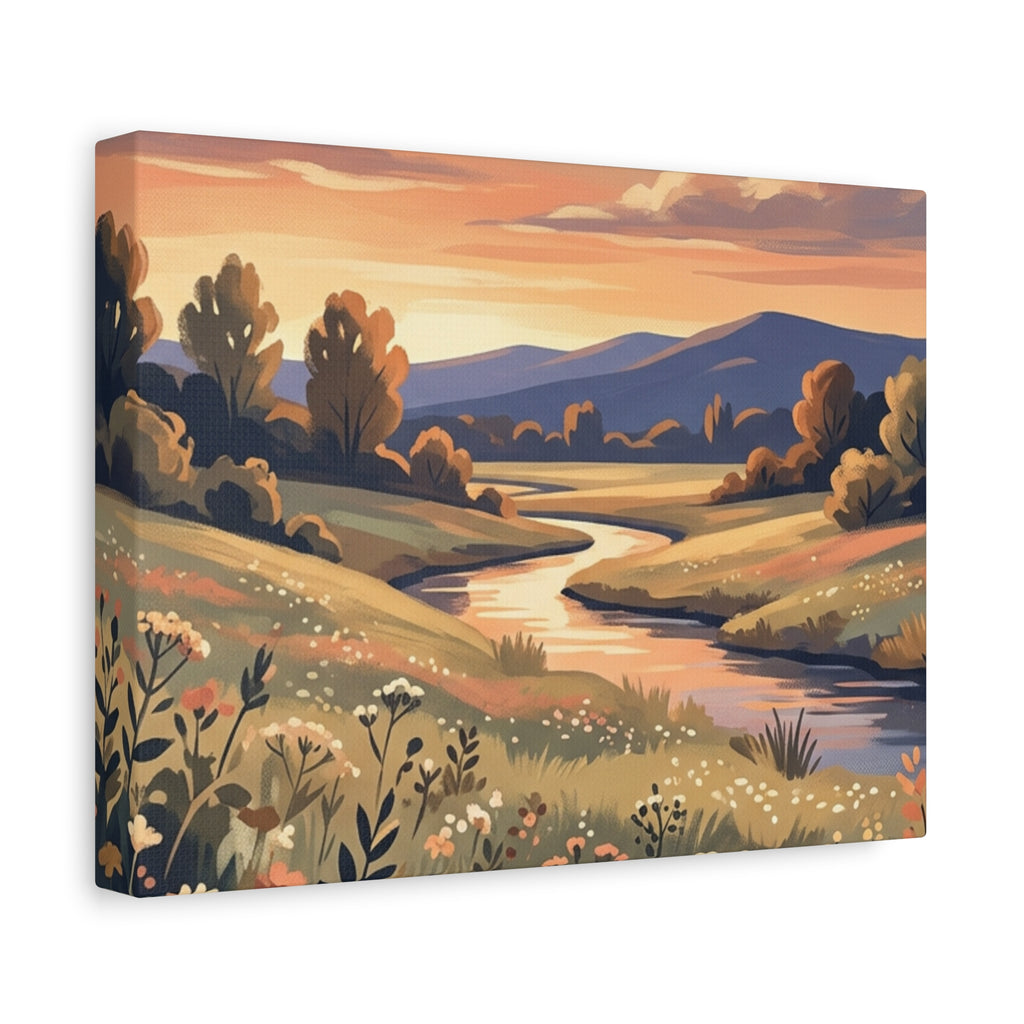 Sunset Meadow Canvas Wall Art