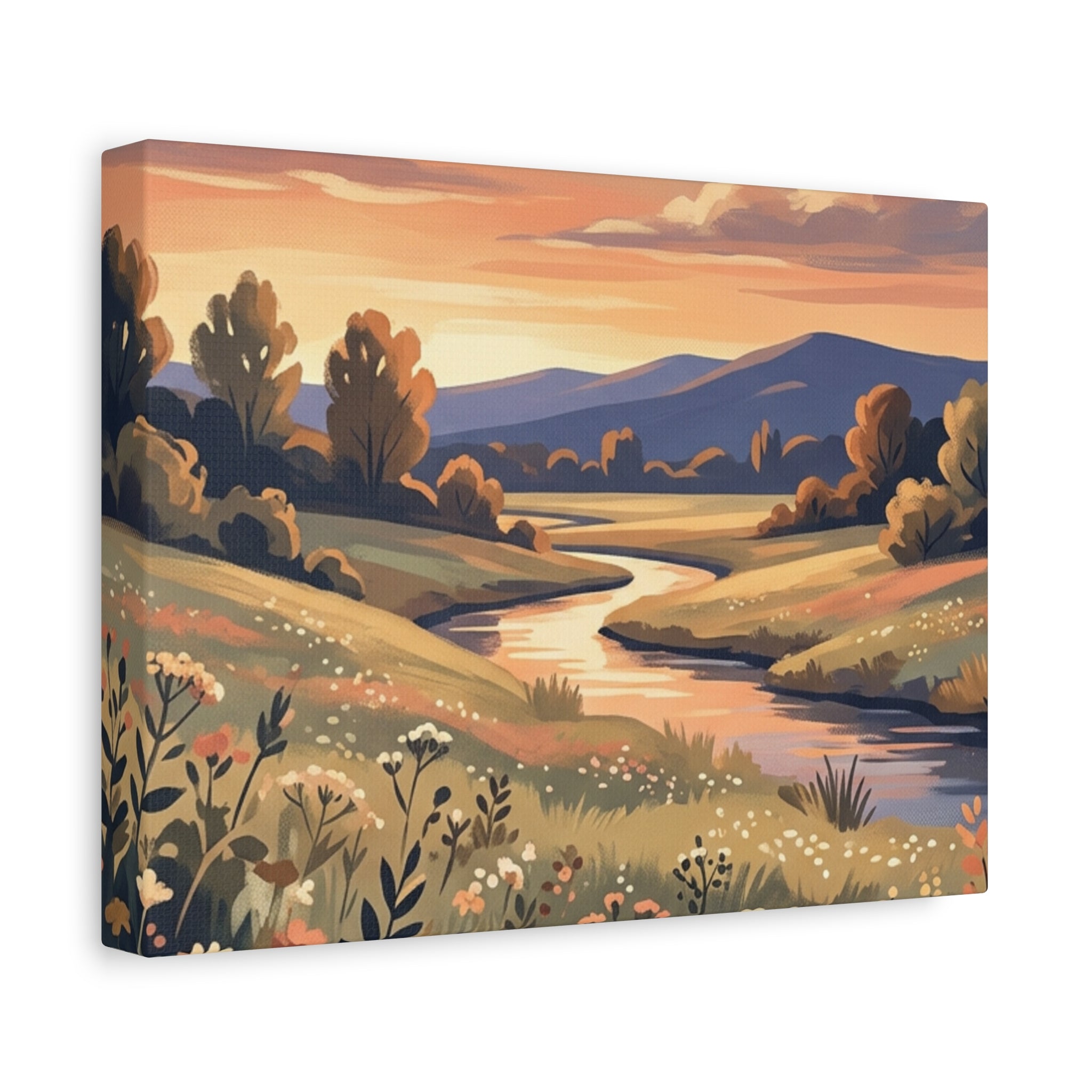 Sunset Meadow Canvas Wall Art
