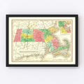 Vintage Map of Massachusetts 1831