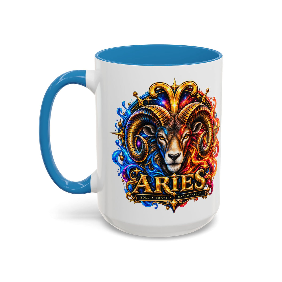 Aries Zodiac Coffee Mug — Colorful Ram Astrology Accent Mug (11/15oz)