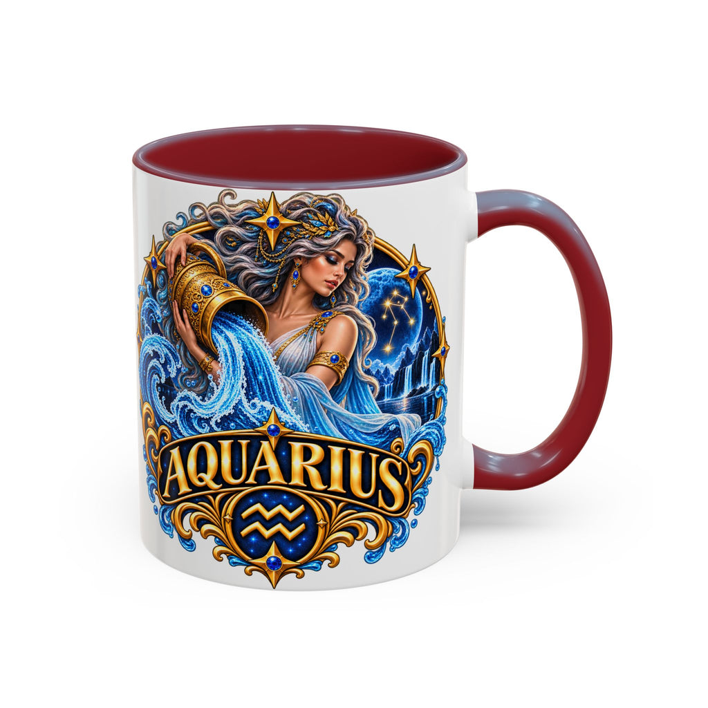Aquarius Zodiac Coffee Mug — Illustrated Water Bearer Astrology Gift (11/15oz)