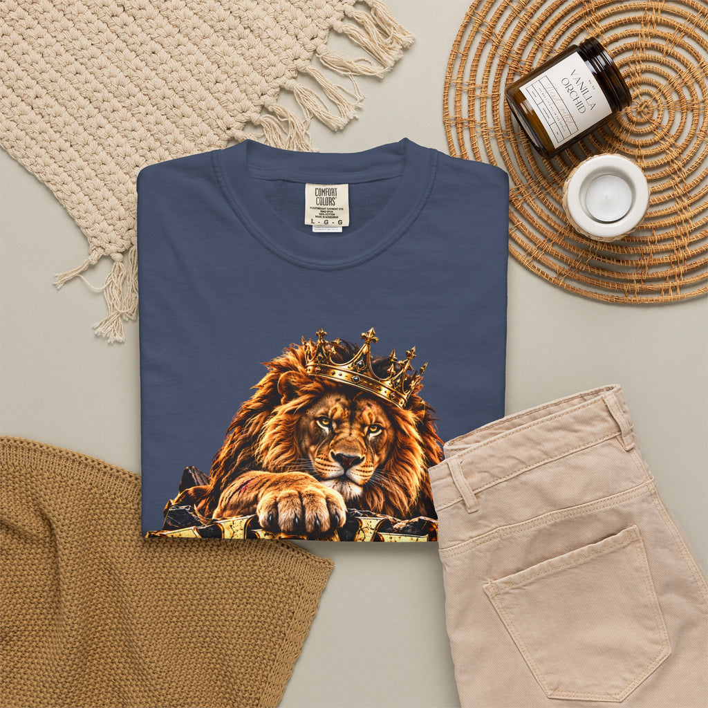 Lion Graphic T-Shirt — "Never Give Up: Great Things Take Time" Motivational Tee