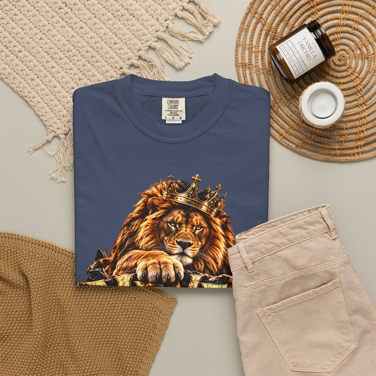 Lion Graphic T-Shirt — "Never Give Up: Great Things Take Time" Motivational Tee