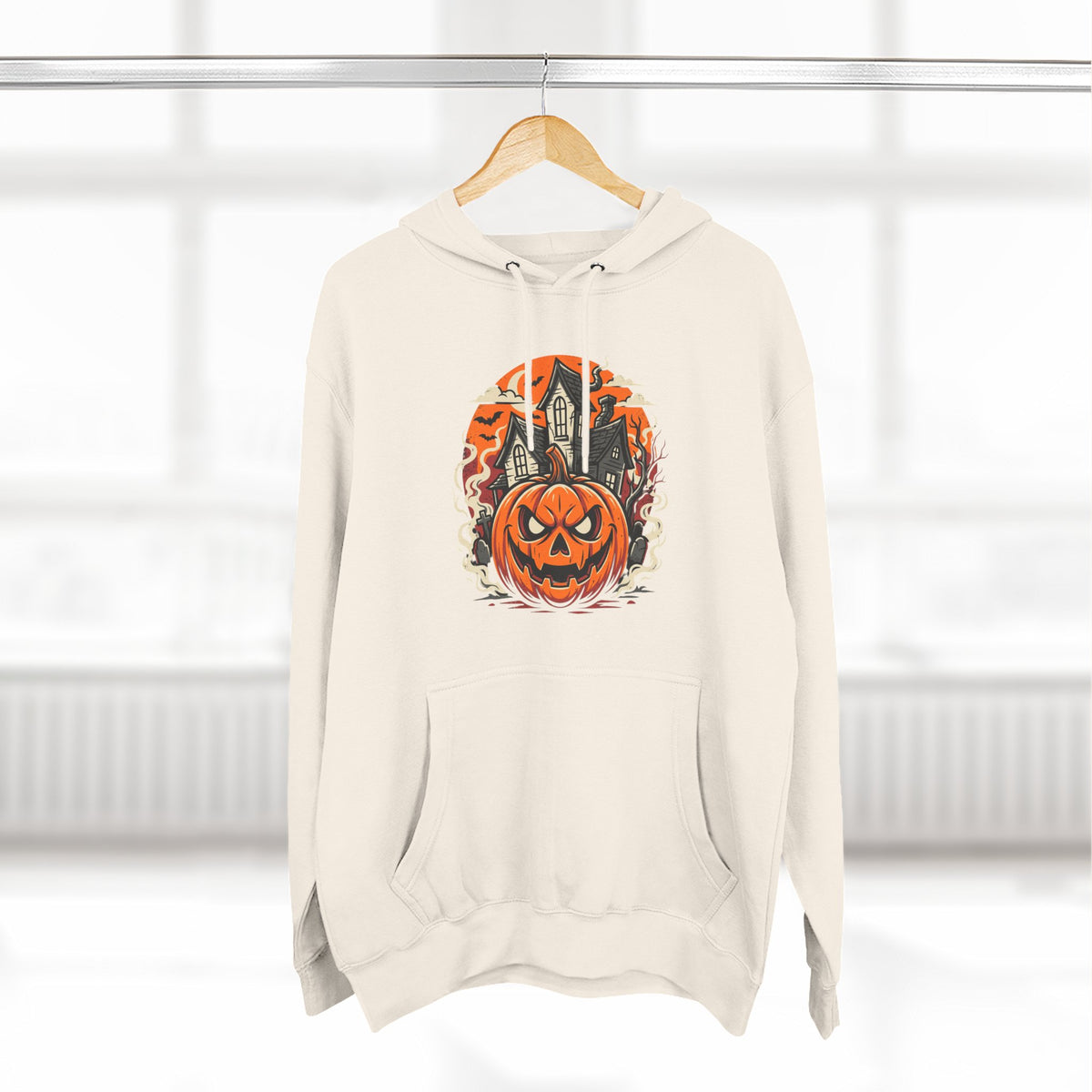 Halloween Pumpkin Hoodie — Jack-O'-Lantern Haunted House Fleece Hoodie