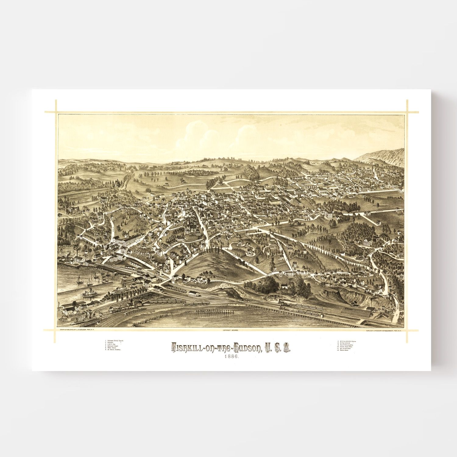 Vintage Map of Fishkill, New York 1886