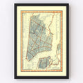 Vintage Map of New York City, New York 1846