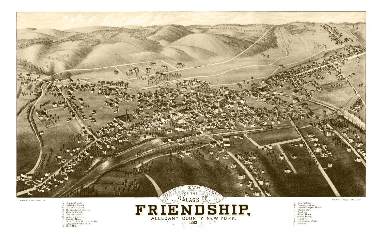 Vintage Map of Friendship, New York 1882