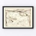Vintage Map of Athens, Greece 1832