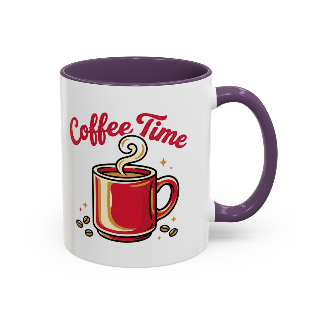 Coffee Mug - "Coffee Time" Red Accent Ceramic Mug (11/15oz)