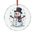 Glass Ornament - Cute Snowman Holiday Ornament with Top Hat & Scarf