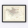 Vintage Map of Stockholm, Sweden 1838