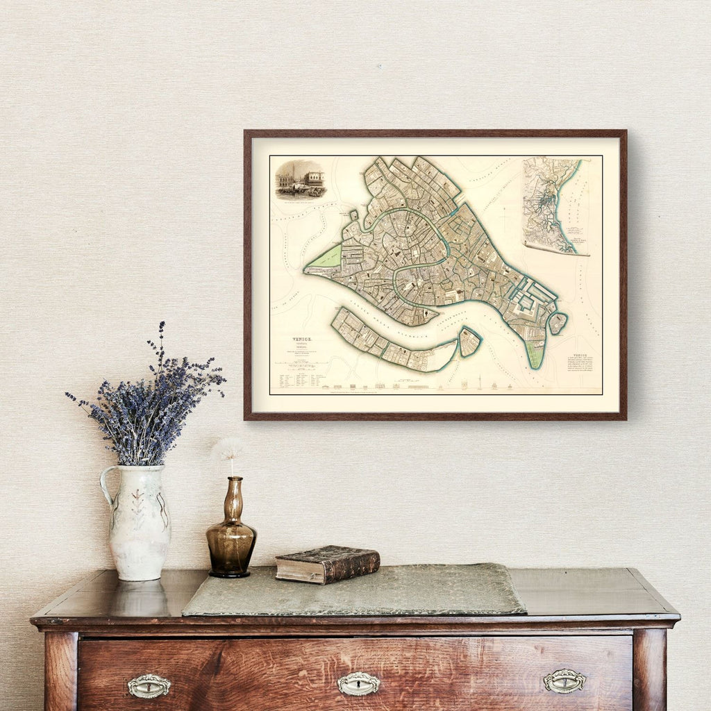 Vintage Map of Venice, Italy 1838