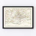 Vintage Map of Warsaw, Poland 1831