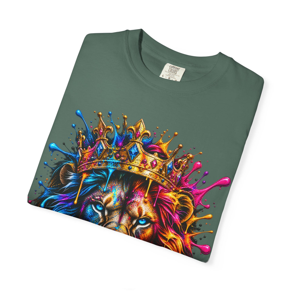 Color Splash Lion Tee — Regal Crown Graphic T-Shirt