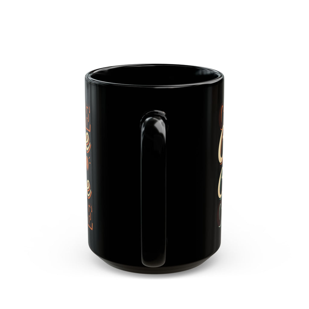 Coffee Lovers Black Mug — Retro 'Coffee' Typography with Steaming Cup (11oz & 15oz)