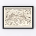 Vintage Map of North Africa & the Mediterranean Sea, 1570