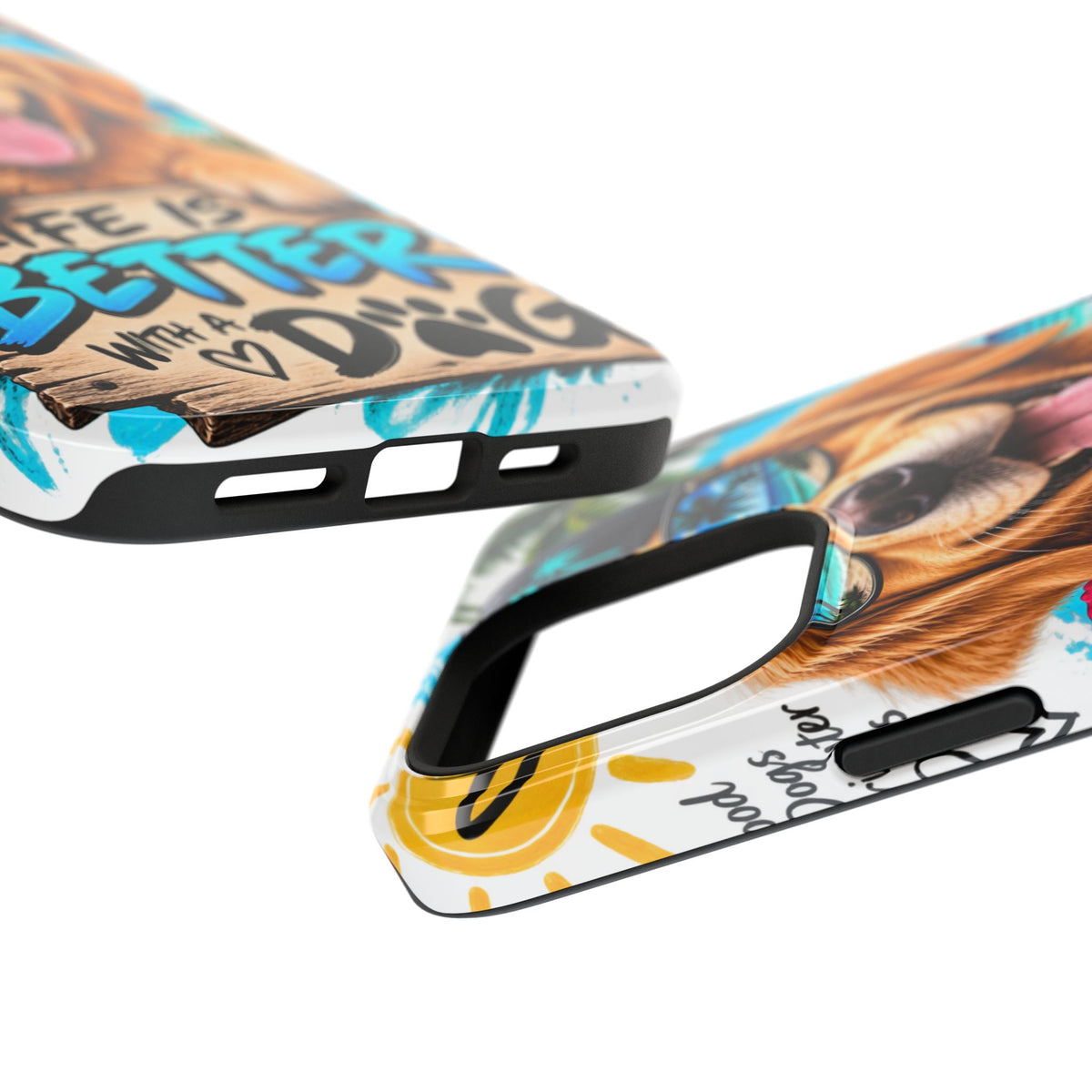Impact-Resistant Phone Case — "Life Is Better With a Dog" Tropical Dog Design