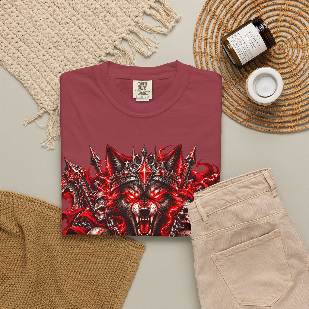 Wolf Skull T-Shirt — Red Gothic Horror Graphic Tee