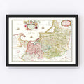 Vintage Map of Prussia 1665