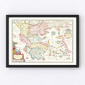 Vintage Map of Greece 1665