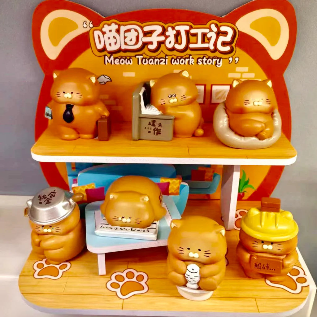 Office Cats Blind Box Figurine - Cute Cat Desk Toy Collection | 1 Random Box