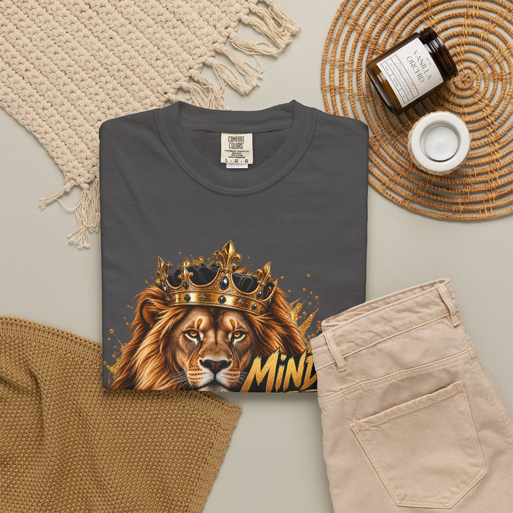 Lion Crown T-Shirt — "Mindset Builds Everything" Motivational Tee