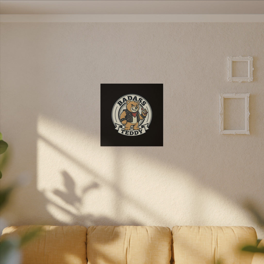 Badass Teddy Canvas Wall Art — Edgy Teddy Bear Stretched Matte Print