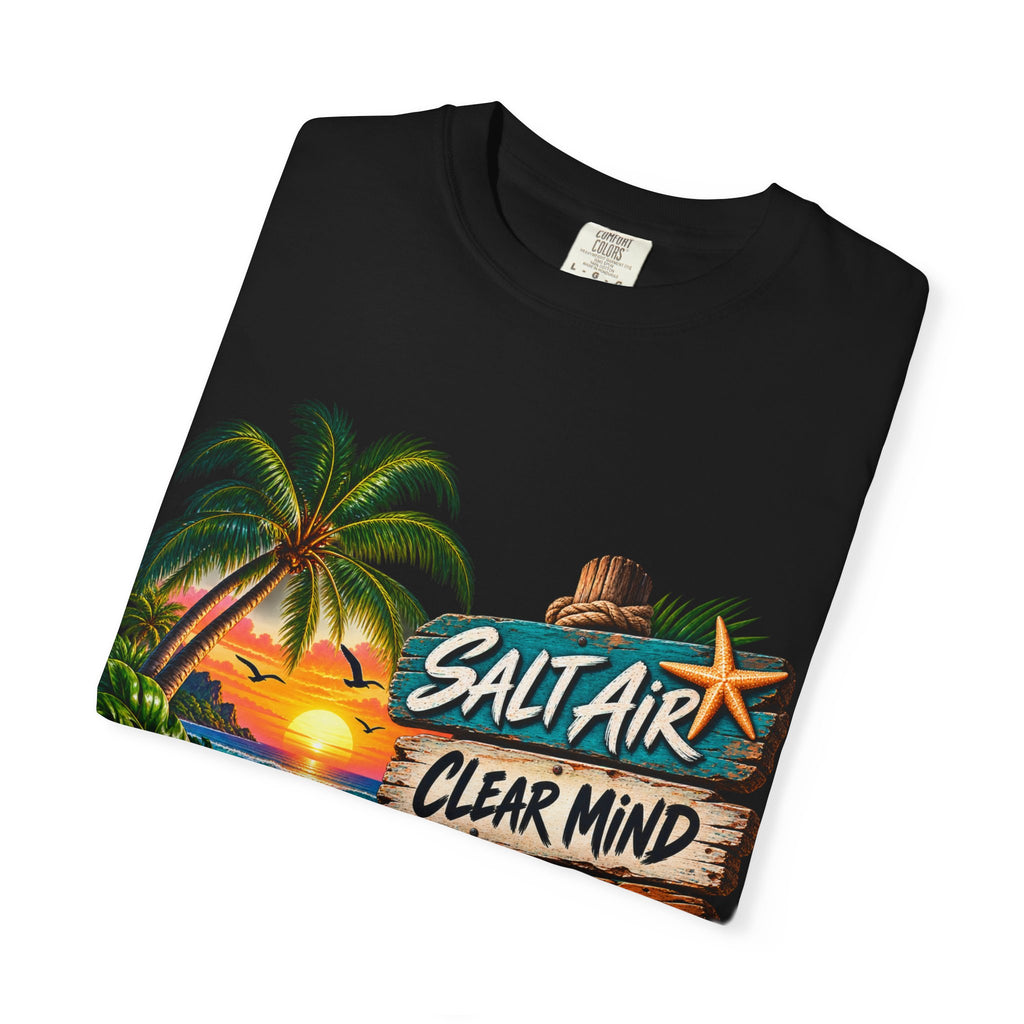 Salt Air, Clear Mind T-Shirt — Tropical Sunset Beach Graphic Tee