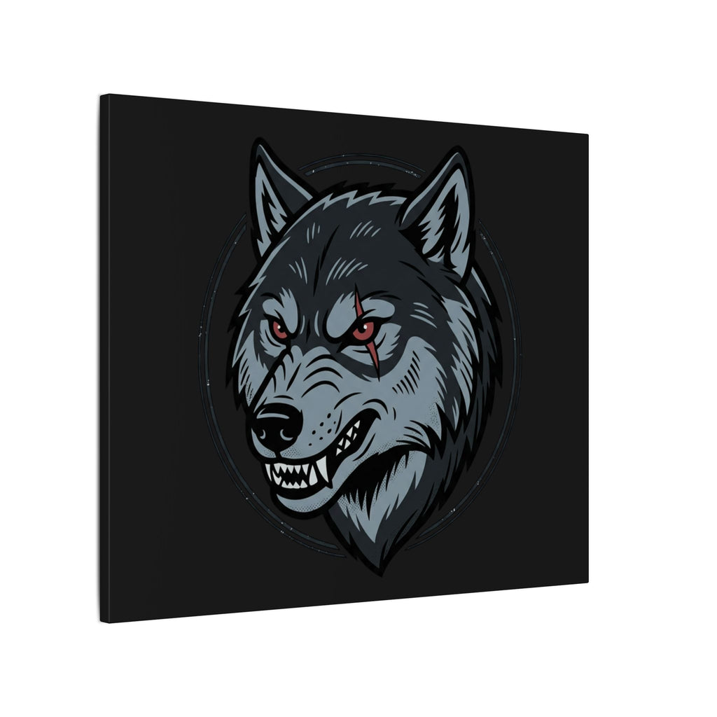 Wolf Head Canvas Wall Art — Fierce Gray Wolf Portrait Matte Stretched