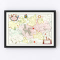 Vintage Map of Brabant, Belgium 1665