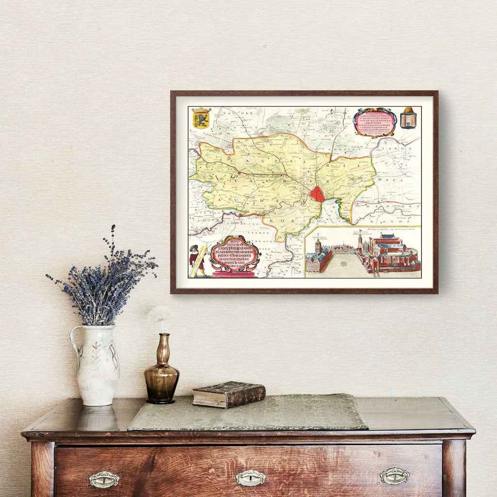 Vintage Map of Ghent, Belgium 1665