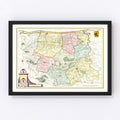 Vintage Map of Ypres, Belgium 1665