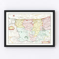 Vintage Map of Western Flanders, Belgium 1665