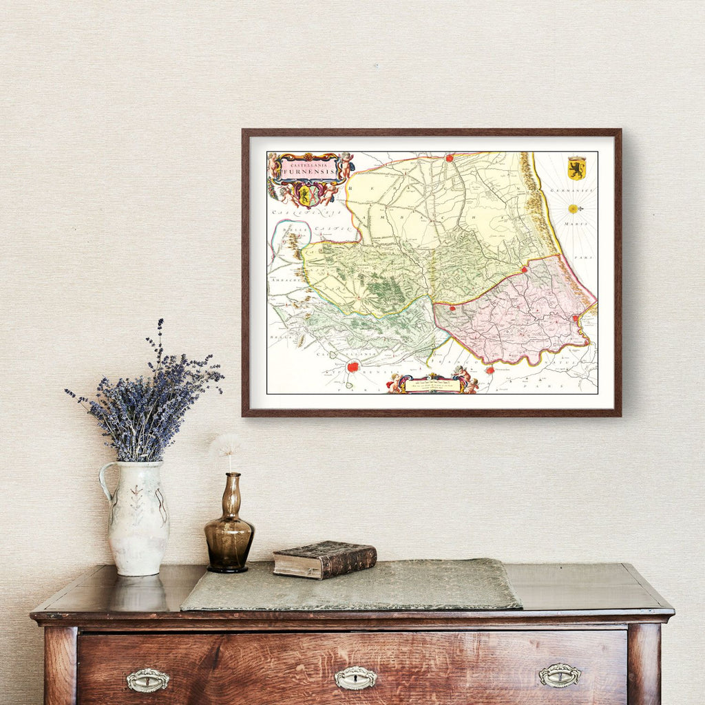 Vintage Map of Veurne, Belgium 1665