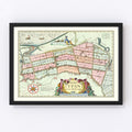 Vintage Map of Zijpe, Holland 1665