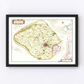 Vintage Map of Walcheren, Holland 1665