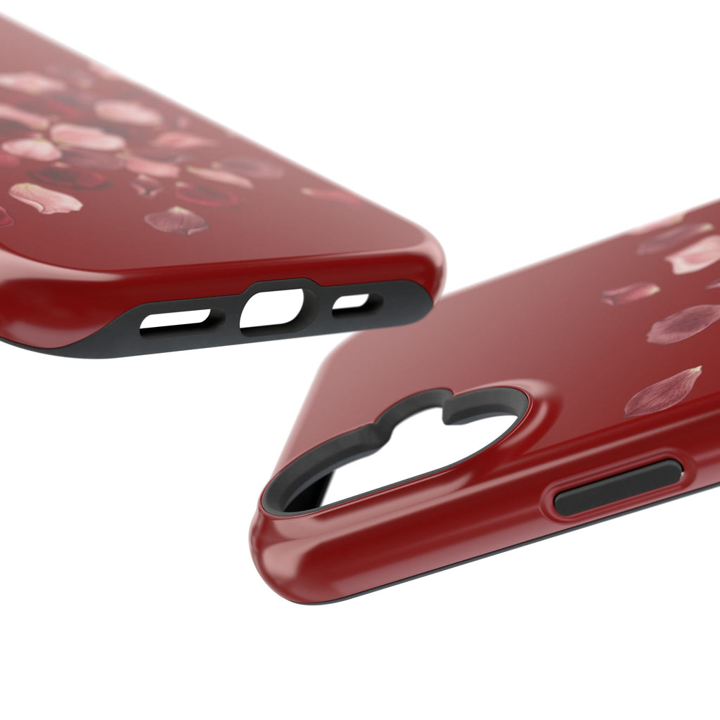 Phone Case — Red Floral Petal Magnetic Impact-Resistant Cover