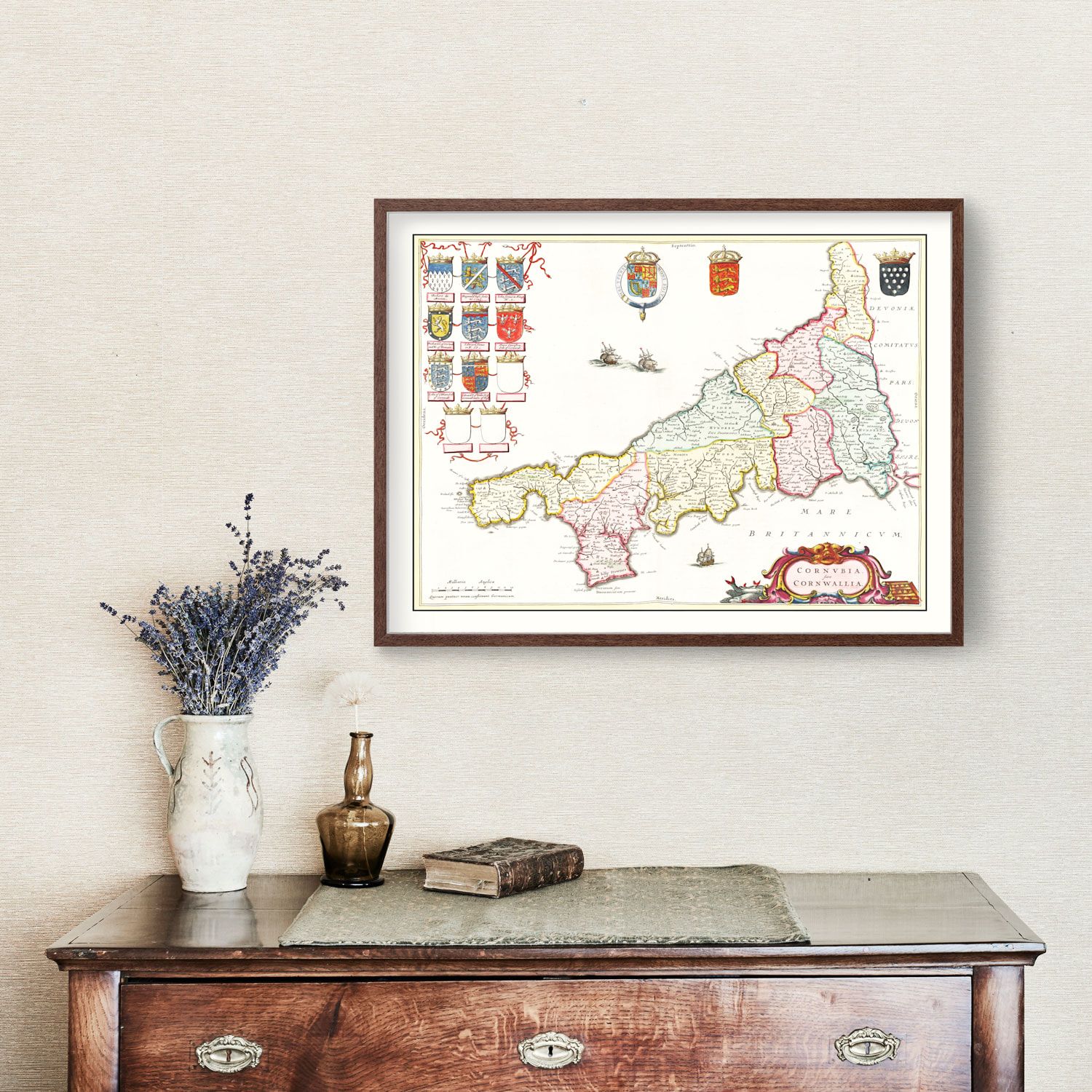 Vintage Map of Cornwall 1665