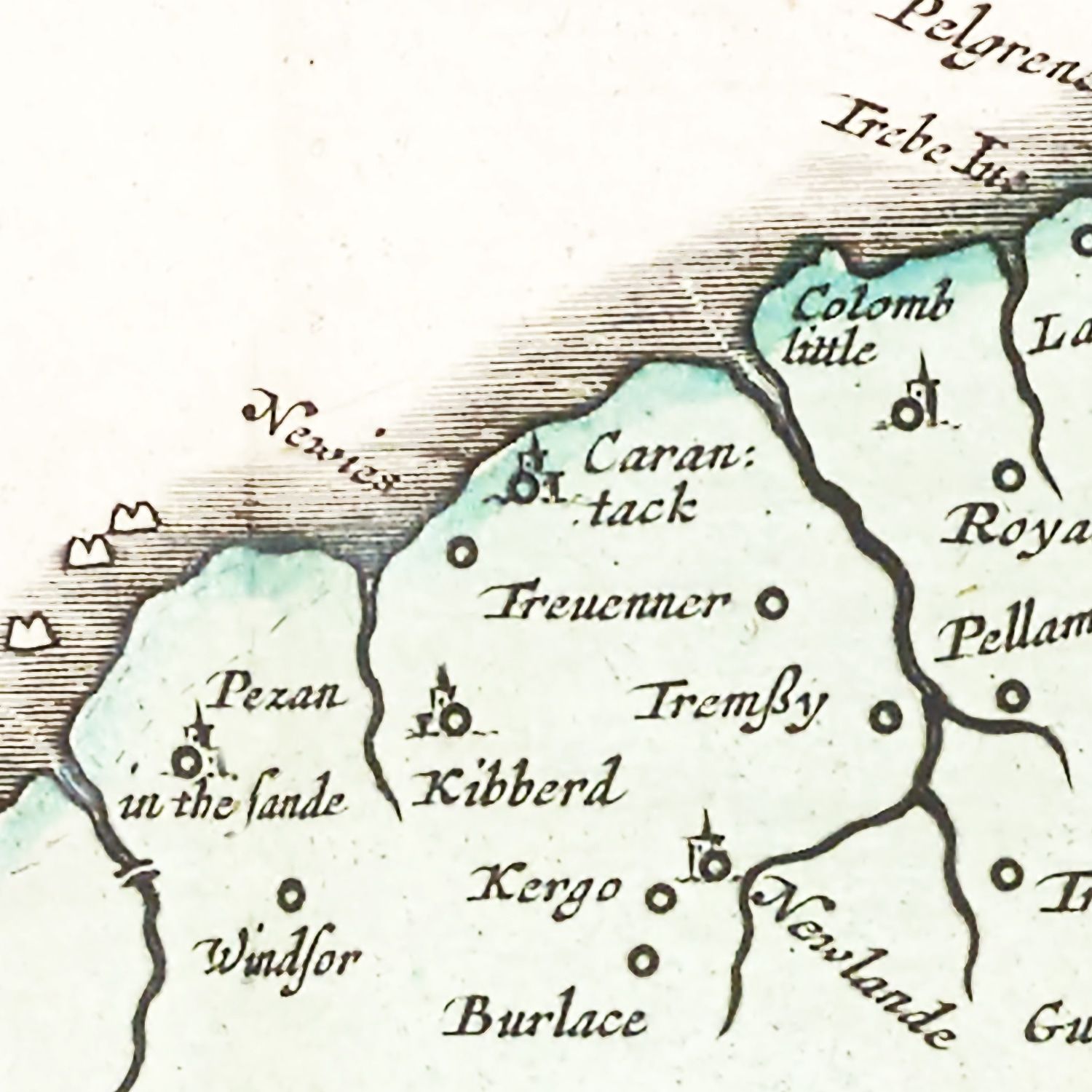 Vintage Map of Cornwall 1665