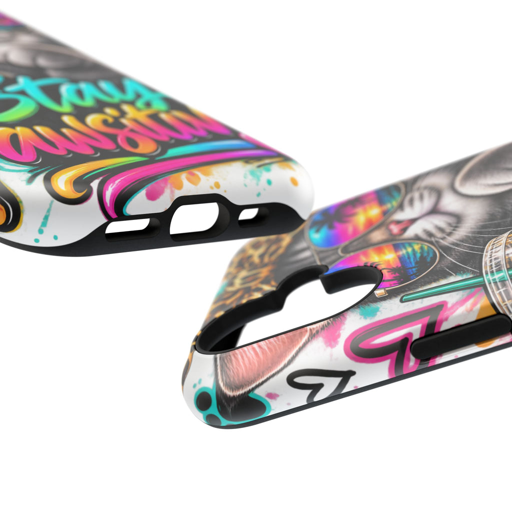 Phone Case — "Stay Pawsitive" Cat Impact-Resistant Case