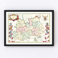 Vintage Map of Surrey 1665