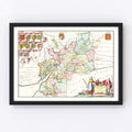 Vintage Map of Gloucestershire 1665