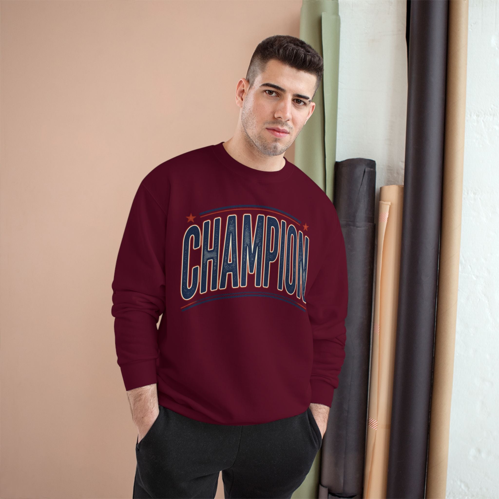 Champion Graphic Sweatshirt — Retro Arch Lettering Pullover