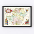 Vintage Map of Hertfordshire 1665