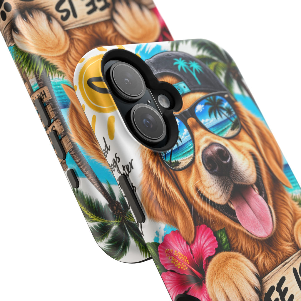 Impact-Resistant Phone Case — "Life Is Better With a Dog" Tropical Dog Design