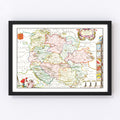 Vintage Map of Herefordshire 1665
